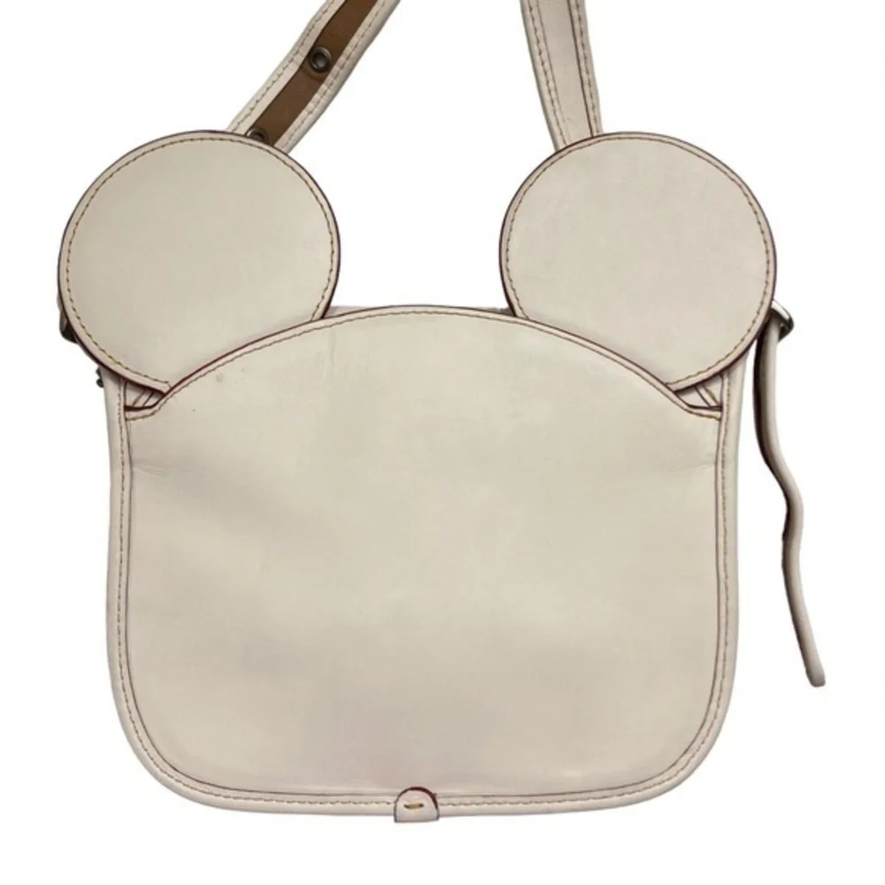 DISNEY X COACH Mickey Mouse Ears Patricia Leather Saddle Crossbody Bag RARE